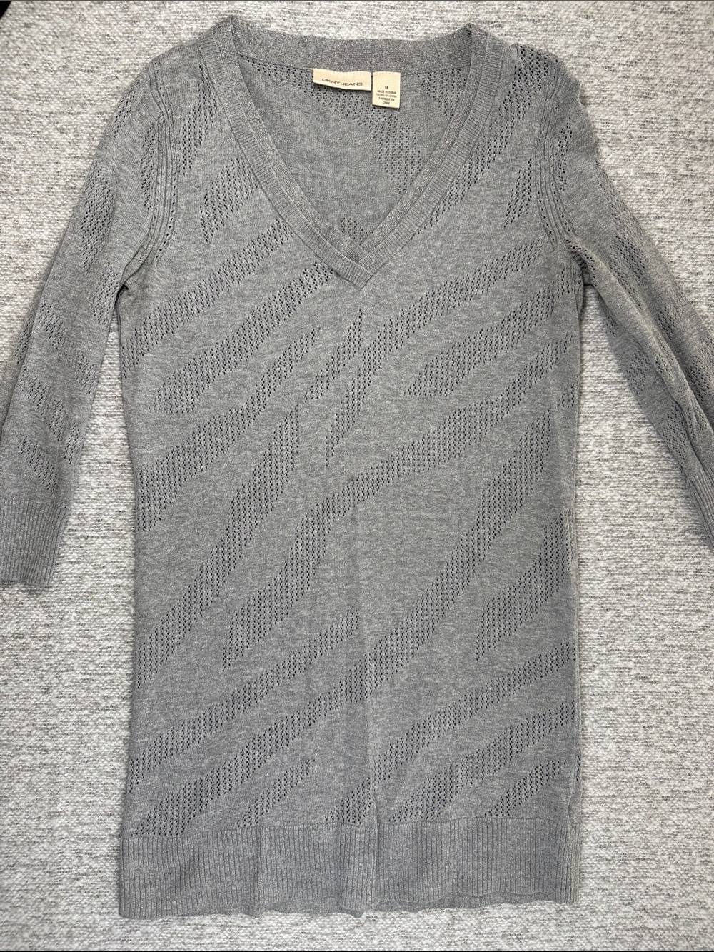 Vintage DKNY Jeans Cozy V-Neck Knit Mini dress or Tunic - Gray Size M